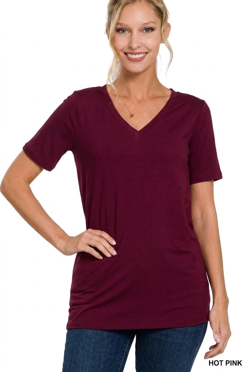 Zenana V-Neck Short Sleeve T-Shirt