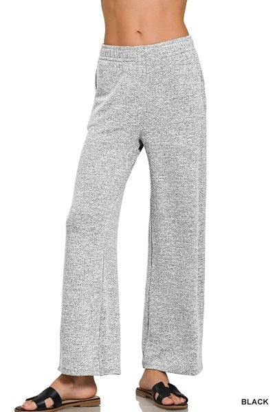 168-Soft Melange Hacci Elastic Waistband Lounge Pants