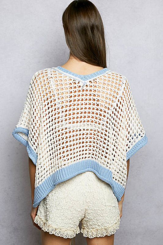 Blue & White Daisy Sweater