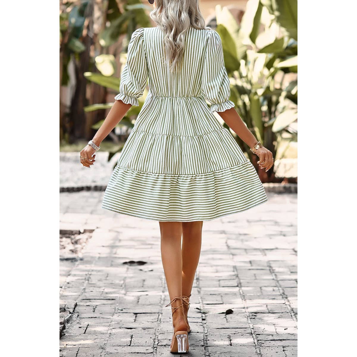 Sage Coastline Striped Dress