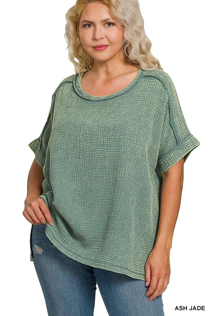 146 - Acid Washed Double Gauzed Tee