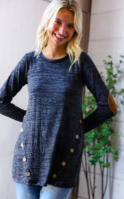 Elbow Patch Charcoal Button Top