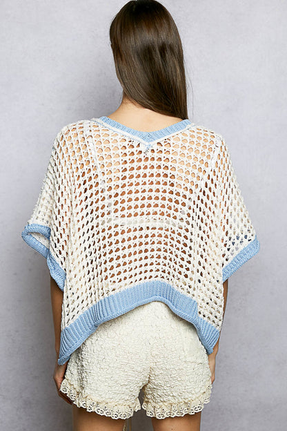 Blue & White Daisy Sweater