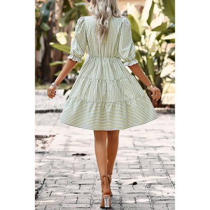 Sage Coastline Striped Dress