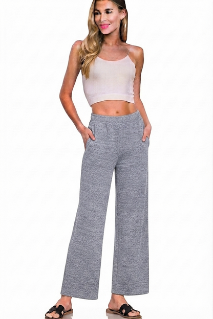 Soft Melange Hacci Elastic Waistband Lounge Pants