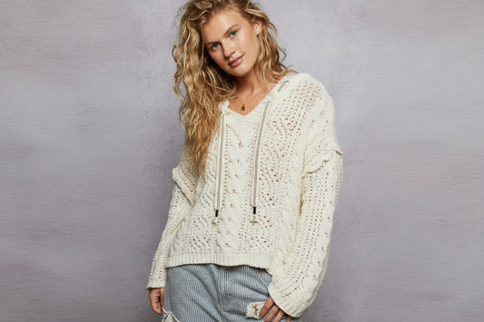 Pol - Chunky Hooded Cable Knit Sweater