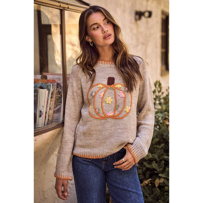 Embroidered Pumpkin Sweater