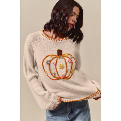 Embroidered Pumpkin Sweater