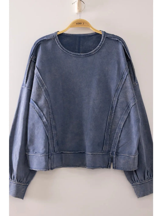 Vintage Washed Raw Edge Top