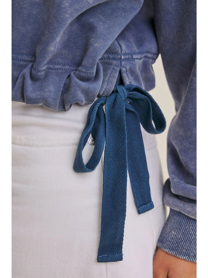 Mineral-washed side tie Sweatshirt