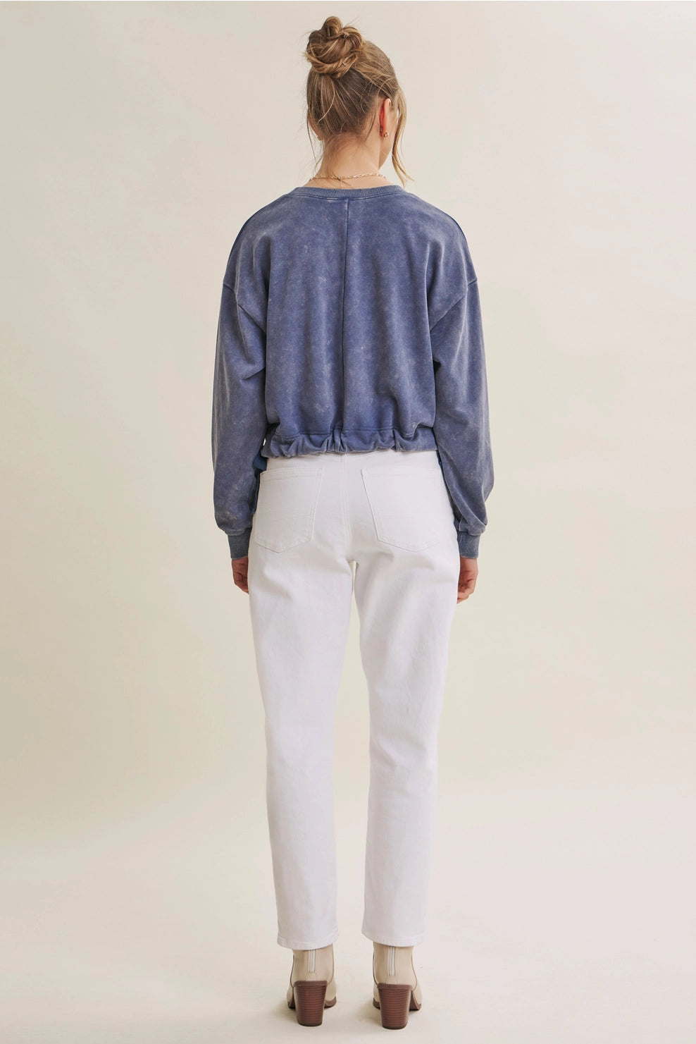 Mineral-washed side tie Sweatshirt