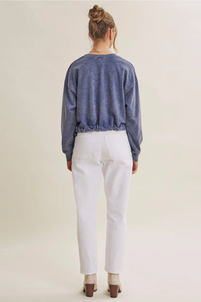 Mineral-washed side tie Sweatshirt